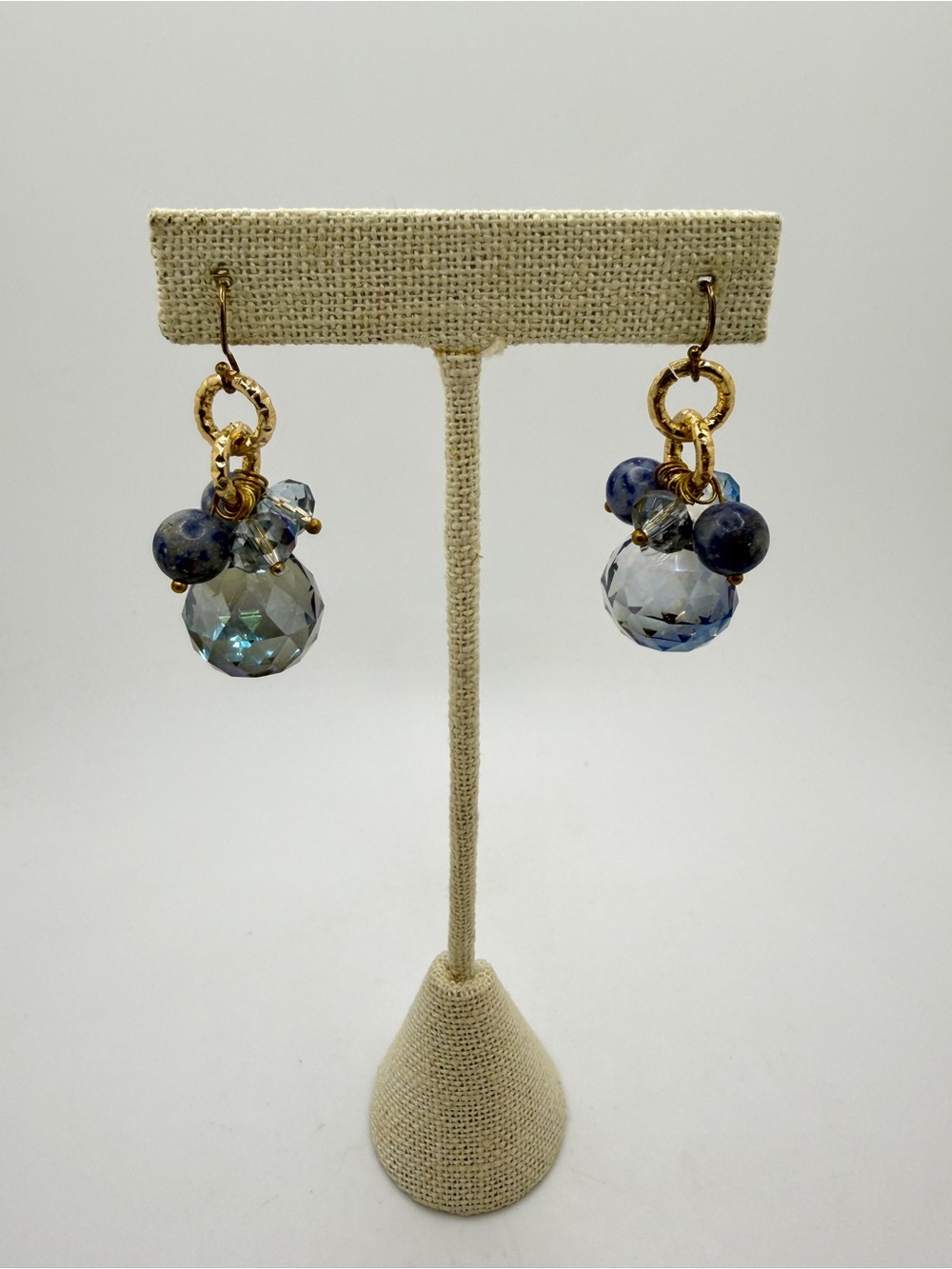 Gold over Sterling silver stamped hooks, crystal and sodalite dangle earrings! - Picture 14 of 16